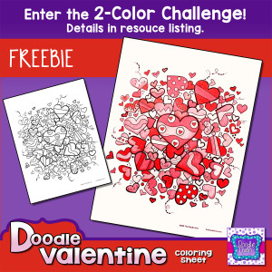 Preview FREEBIE PDF Valentine Doodle Coloring Sheets