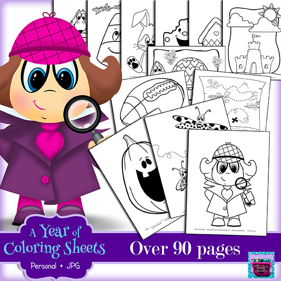 Traditional Coloring Pages for a Year (Instant Digital Download)